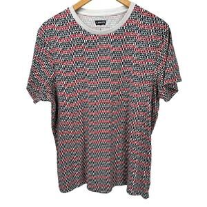 Levi's T-Shirt Mens Large Logo All Over Print Short Sleeve Red Black White Tee